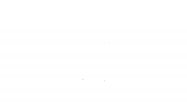 Linea nera icona della canna della polvere della pistola isolato su sfondo bianco. Canna vecchia in legno dinamite TNT. Animazione grafica 4K Video motion — Video Stock