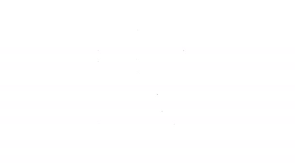 Icono de cochecito de bebé de línea negra aislado sobre fondo blanco. Carruaje de bebé, cochecito, cochecito, rueda. Animación gráfica de vídeo 4K — Vídeo de stock