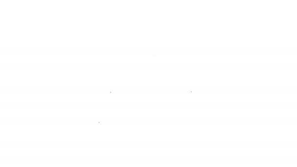 Zwarte lijn Cake met brandende kaarsen pictogram geïsoleerd op witte achtergrond. Gefeliciteerd met je verjaardag. 4K Video motion grafische animatie — Stockvideo