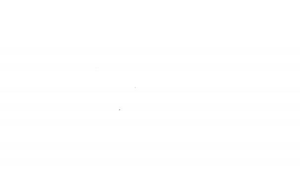 Línea negra Icono de pato de goma aislado sobre fondo blanco. Animación gráfica de vídeo 4K — Vídeo de stock
