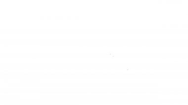 Okyanus ikonundaki siyah çizgi tropikal ada beyaz arka planda izole edilmiş. Okyanus ve palmiyelerle kaplı bir manzara. Seyahat et. 4K Video hareketli grafik canlandırması