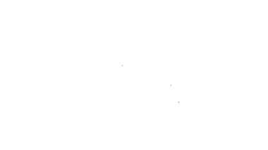 Siyah çizgi kartpostal seyahat simgesi beyaz arkaplanda izole edildi. 4K Video hareketli grafik canlandırması