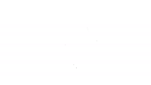 ブラックラインココナッツジュースエキゾチックな新鮮なカクテルと白い背景に隔離された傘のアイコン。4Kビデオモーショングラフィックアニメーション — ストック動画