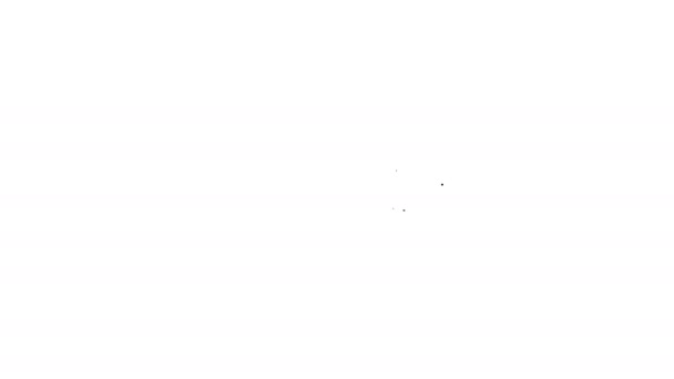 Czarna linia Dziura na statku z nitami i pejzażem morskim na zewnątrz ikony izolowane na białym tle. 4K Animacja graficzna ruchu wideo — Wideo stockowe