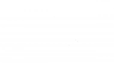 Beyaz arka planda izole edilmiş bir tepsi yiyecek ikonu ile kaplanmış siyah çizgi. Tepsi ve kapak işareti. Kapaklı bir restoran saati. 4K Video hareketli grafik canlandırması