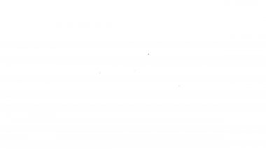 Siyah çizgi Jet savaş uçağı simgesi beyaz arka planda izole edildi. Askeri uçak. 4K Video hareketli grafik canlandırması