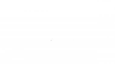 Siyah hat uçak bileti ikonu beyaz arka planda izole edildi. Uçak bileti. 4K Video hareketli grafik canlandırması