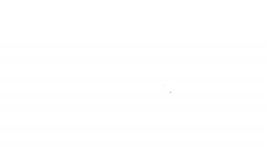 Beyaz arkaplanda siyah hat havaalanı otobüs simgesi izole edildi. 4K Video hareketli grafik canlandırması