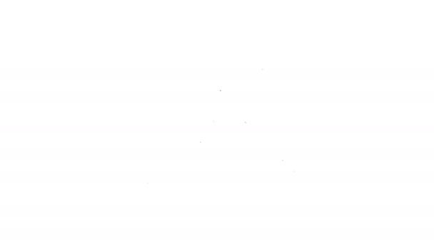 Черная линия маршалинга палочки для самолета иконка изолированы на белом фоне. Маршаллер общался с пилотом до и после полета. Видеографическая анимация 4K — стоковое видео