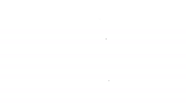 Czarna linia Smartfon z elektroniczną kartą pokładową ikona biletu lotniczego izolowana na białym tle. Bilet mobilny samolotu pasażerskiego na stronę internetową i aplikację. 4K Animacja graficzna ruchu wideo — Wideo stockowe