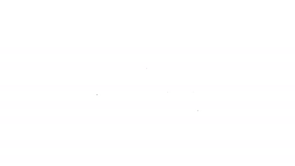 Linha preta Ícone de pouso do avião isolado no fundo branco. Símbolo de transporte aéreo. Animação gráfica em movimento de vídeo 4K — Vídeo de Stock