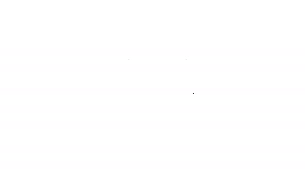 Černá čára Letištní deska ikona izolované na bílém pozadí. Mechanická hodnotící tabulka. Informace o letu na billboardu na letišti. Grafická animace pohybu videa 4K — Stock video
