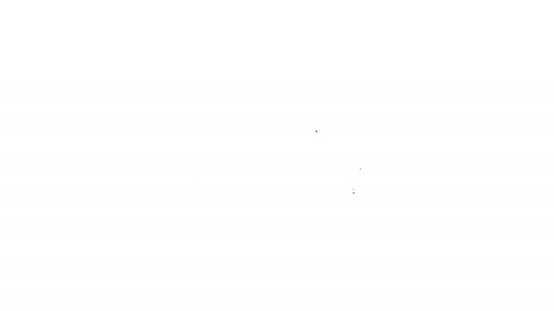 Línea negra Icono del sombrero piloto aislado sobre fondo blanco. Animación gráfica de vídeo 4K — Vídeos de Stock