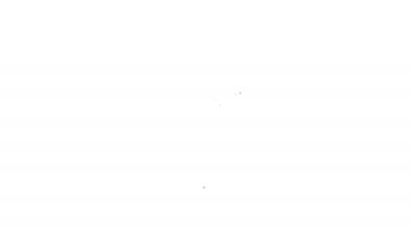 Beyaz zemin üzerinde dağ simgesi olan siyah çizgi haritası işaretçisi. Dağlar seyahat ikonu. 4K Video hareketli grafik canlandırması