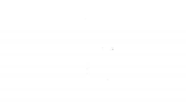 Siyah çizgi Eylem ekstrem kamera simgesi beyaz arkaplanda izole edildi. Ekstrem sporları çekmek için video kamera ekipmanı. 4K Video hareketli grafik canlandırması