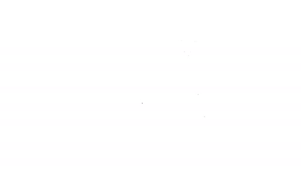 Μαύρη γραμμή Φτυάρι σε εικονίδιο χιονοστιβάδας απομονωμένο σε λευκό φόντο. 4K Γραφική κίνηση κίνησης βίντεο — Αρχείο Βίντεο