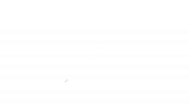 Черная линия Сноуборд значок изолирован на белом фоне. Значок сноуборда. Экстремальный спорт. Спортивное оборудование. Видеографическая анимация 4K — стоковое видео