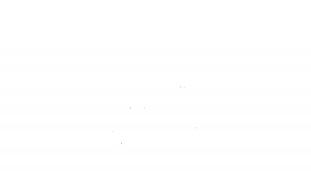 Значок чорної лінії Ковзани ізольовані на білому тлі. Значок взуття для катання на ковзанах. Спортивні черевики з лопатями. 4K Відео рух графічна анімація — стокове відео