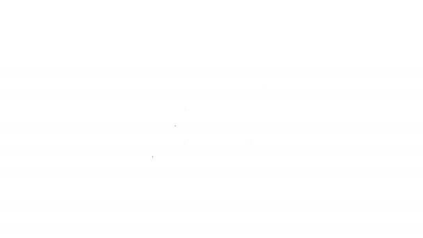 Μαύρη γραμμή έλκηθρο εικονίδιο απομονώνονται σε λευκό φόντο. Χειμερινός τρόπος μεταφοράς. 4K Γραφική κίνηση κίνησης βίντεο — Αρχείο Βίντεο