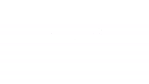Black line Biathlon rifle icon isolated on white background. Ski gun. 4K Video motion graphic animation — Stock Video