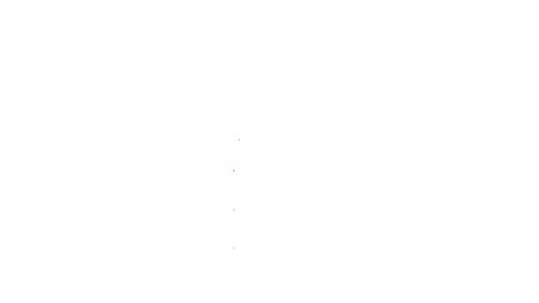 Zwarte lijn Steen voor krullen sport spel pictogram geïsoleerd op witte achtergrond. Sportuitrusting. 4K Video motion grafische animatie — Stockvideo
