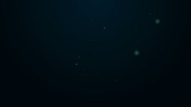 Parlayan neon hattı cam tüp deney tüpü alev ısıtıcı deney ikonu siyah arka planda izole. Laboratuvar ekipmanları. 4K Video hareketli grafik canlandırması