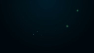 Parlayan neon hattı hücre ayırma işlemi simgesi siyah arkaplanda izole edildi. 4K Video hareketli grafik canlandırması