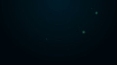 Parlayan neon hattı küvet simgesi siyah arkaplanda izole edildi. 4K Video hareketli grafik canlandırması