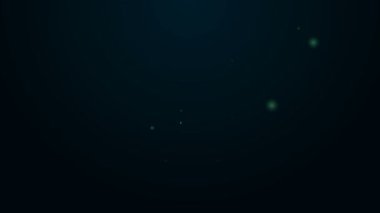 Parlayan neon hattı siyah arkaplanda güvenli simge. Kapı, şifreli bir banka kasası. Güvenilir Veri Koruma. 4K Video hareketli grafik canlandırması