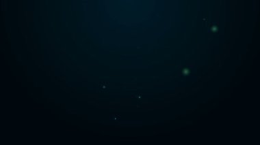 Parlayan neon hattı uzaktan kontrol simgesi siyah arkaplanda izole edildi. 4K Video hareketli grafik canlandırması