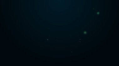 Siyah arka planda izole edilmiş bir tepsi yiyecek ikonu ile kaplı parlayan neon hattı. Tepsi ve kapak işareti. Kapaklı bir restoran saati. 4K Video hareketli grafik canlandırması