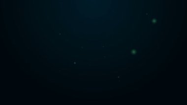 Parlayan neon hattı mahkum simgesi siyah arkaplanda izole edildi. 4K Video hareketli grafik canlandırması