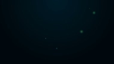 Parlayan neon çizgisi adalet simgesi siyah arka planda izole edildi. Hukuk mahkemesi sembolü. Denge tabelaları. 4K Video hareketli grafik canlandırması