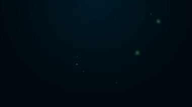 Parlak neon çizgili kelepçe simgesi siyah arkaplanda izole edildi. 4K Video hareketli grafik canlandırması