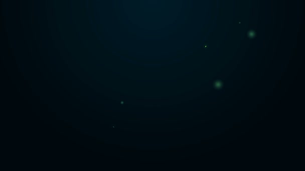 黒い背景に孤立したネオンラインフォークアイコンを光る。かわいいシンボル。4Kビデオモーショングラフィックアニメーション — ストック動画