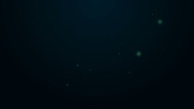 Siyah zemin üzerinde cam ikon bulunan parlak neon çizgili şarap şişesi. 4K Video hareketli grafik canlandırması