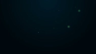 Parlayan neon hattı tren istasyonu saat simgesi siyah arkaplanda izole edildi. 4K Video hareketli grafik canlandırması