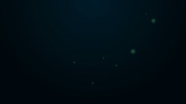 Parlayan neon hattı tren istasyonu saat simgesi siyah arkaplanda izole edildi. 4K Video hareketli grafik canlandırması
