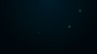 Parlayan neon hattı çapraz korsan kılıcı simgesi siyah arka planda izole edildi. Kılıç işareti. 4K Video hareketli grafik canlandırması