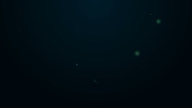 Parlayan neon hattı konum korsan simgesi siyah arkaplanda izole edildi. 4K Video hareketli grafik canlandırması