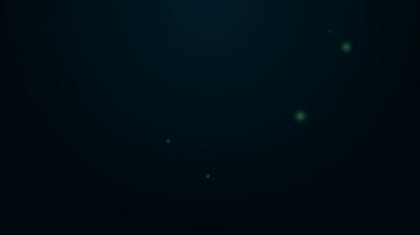 Parlayan neon hattı konum korsan simgesi siyah arkaplanda izole edildi. 4K Video hareketli grafik canlandırması