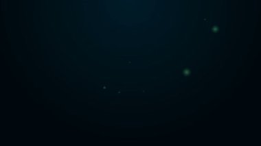 Parlayan neon çizgisi Bebek giysileri iğne simgesi siyah arka planda izole. Klasik kapalı çelik çengelli iğne. 4K Video hareketli grafik canlandırması