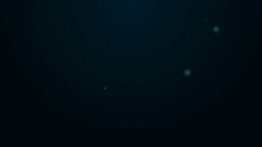 Parlayan neon hat bebek arabası simgesi siyah arkaplanda izole edildi. Bebek arabası, at arabası, bebek arabası, bebek arabası, tekerlek. 4K Video hareketli grafik canlandırması