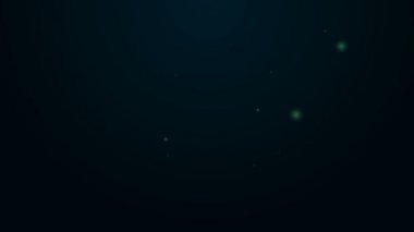 Parlayan neon hattı oyuncak tren simgesi siyah arkaplanda izole edildi. 4K Video hareketli grafik canlandırması