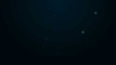 Parlayan neon hattı plaj topu ikonu siyah arka planda izole edildi. Çocuk oyuncağı. 4K Video hareketli grafik canlandırması