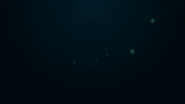 Siyah arkaplanda izole edilmiş biyometrik veri simgesiyle parlayan neon hattı pasaportu. Kimlik belgesi. 4K Video hareketli grafik canlandırması