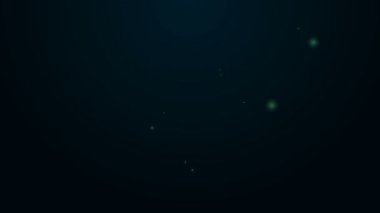 Parlayan neon hattı Hindistan cevizi suyu egzotik kokteyl ve şemsiye ikonu siyah arka planda izole edilmiş. 4K Video hareketli grafik canlandırması