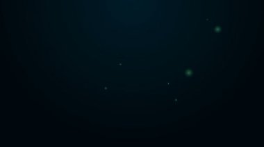 Parlayan neon hattı kartpostal seyahat simgesi siyah arkaplanda izole edildi. 4K Video hareketli grafik canlandırması