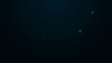 Parlayan neon hattı plaj çanta ikonu siyah arka planda izole edildi. 4K Video hareketli grafik canlandırması