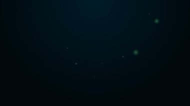 Parlayan neon hattı helikopter aracı simgesi siyah arkaplanda izole edildi. 4K Video hareketli grafik canlandırması